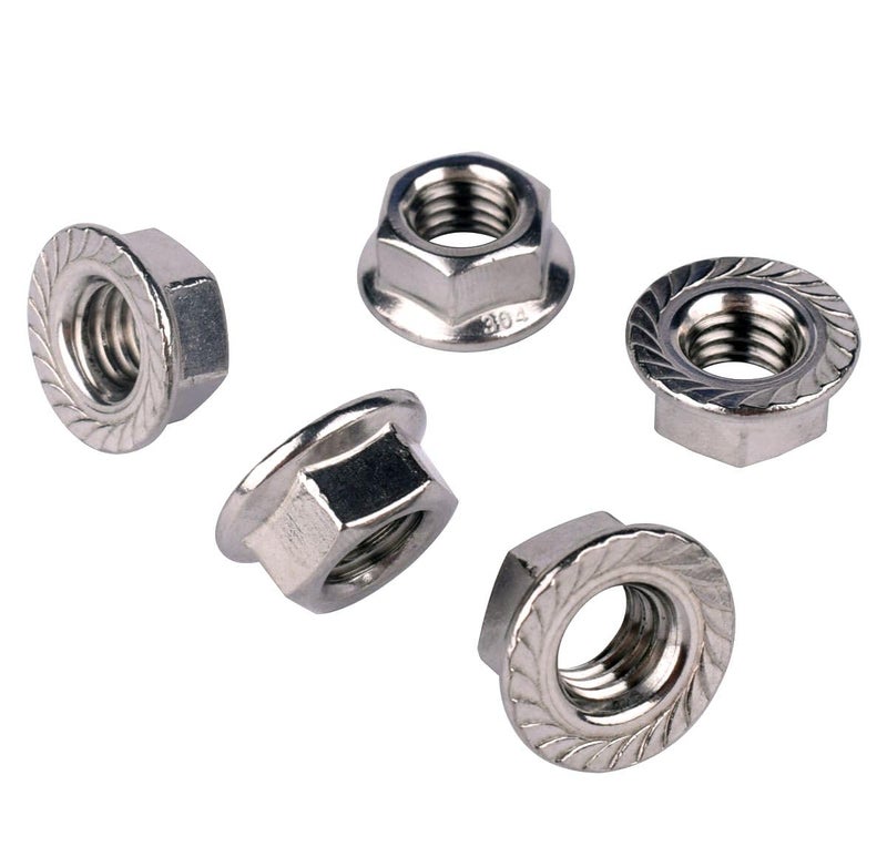 KOSJETHAS Store 1/4"-20 Serrated Flange Hex Nuts, 304 Stainless Steel 18-8, Coarse Thread UNC, Full Thread, Pack of 20 - Image 4
